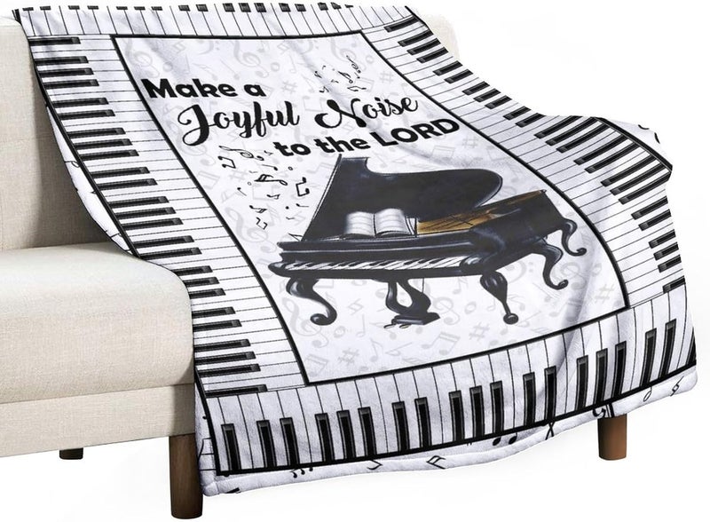 eiffecho Piano Print Blanket Piano Keys Music Notes Musical Throw Blankets for Couch Sofa Bed Stuff Decor Lightweight Soft Cozy Fleece Plush Warm Flannel Blanket Gifts for Girls Boys Kids Adults 40"x50" - Image 2